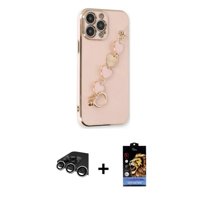 MARSİLYAN™- iPhone 14 Pro Max Kılıf Nova Işık Prime - Siyah Buffer Hayalet Cam Ekran Koruyucu + Raze Metal Kamera Lens - GS