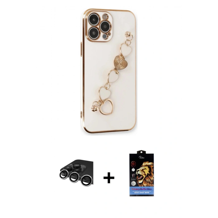 MARSİLYAN™- iPhone 14 Pro Max Kılıf Nova Işık Prime - Siyah Buffer Hayalet Cam Ekran Koruyucu + Raze Metal Kamera Lens - GS