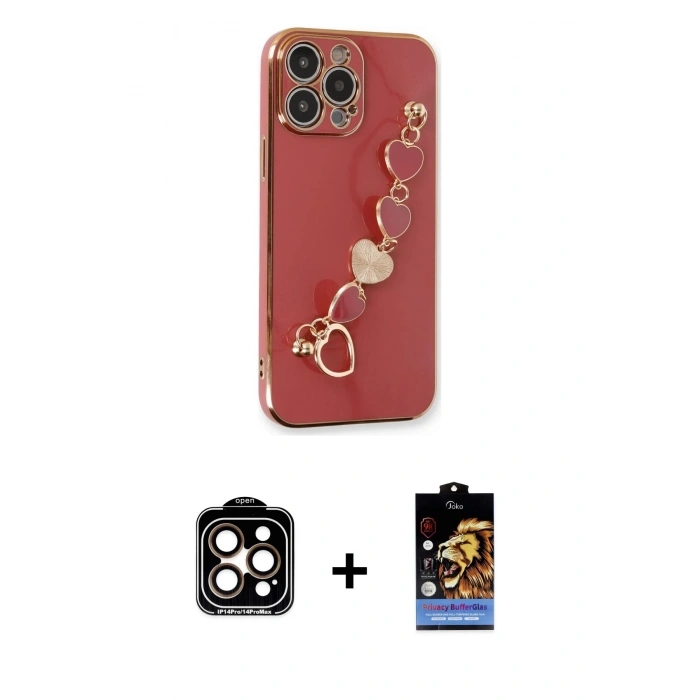MARSİLYAN™- iPhone 14 Pro Max Kılıf Nova Işık Prime - Siyah Buffer Hayalet Cam Ekran Koruyucu + PVD Metal Kamera Lens - TU