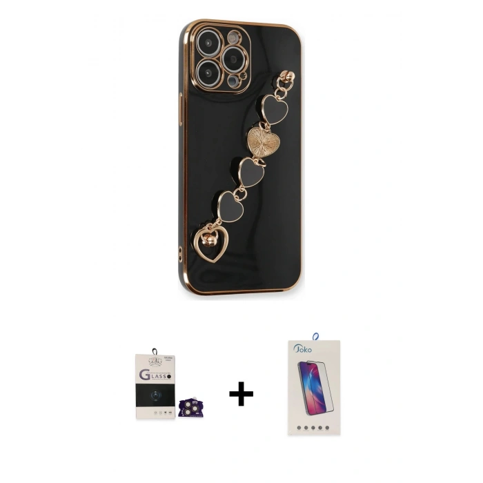 MARSİLYAN™- iPhone 14 Pro Max Kılıf Nova Işık Prime - Siyah Joko 5D Cam + Bilvis Titan Kamera Lens - GD