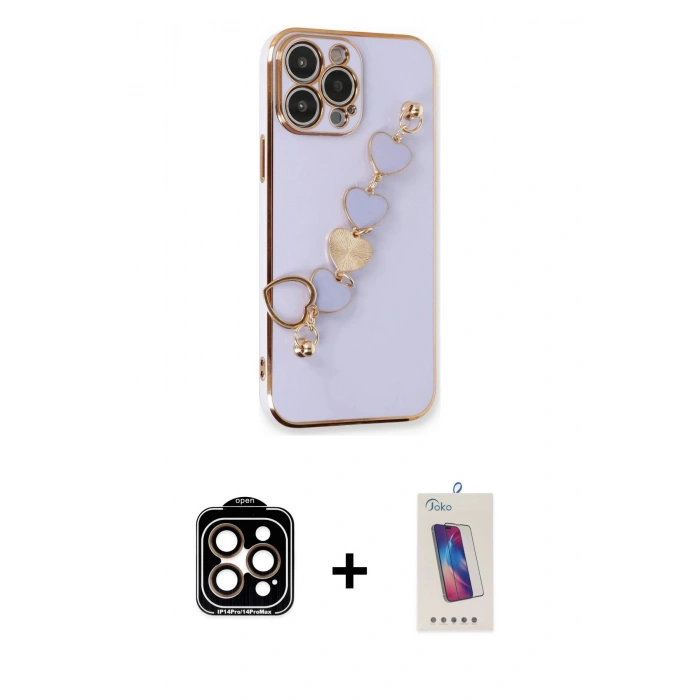 MARSİLYAN™- iPhone 14 Pro Max Kılıf Nova Işık Prime - Siyah Joko 5D Cam + PVD Metal Kamera Lens - TU