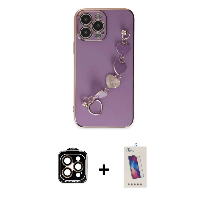 MARSİLYAN™- iPhone 14 Pro Max Kılıf Nova Işık Prime - Siyah Joko 5D Cam + PVD Metal Kamera Lens - TU