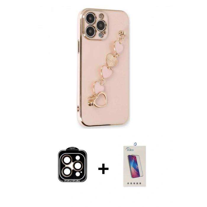 MARSİLYAN™- iPhone 14 Pro Max Kılıf Nova Işık Prime - Siyah Joko 5D Cam + PVD Metal Kamera Lens - TU