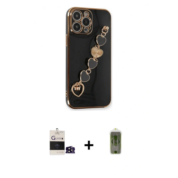 MARSİLYAN™- iPhone 14 Pro Max Kılıf Nova Işık Prime - Siyah Joko Magic 5D Hayalet Cam + Bilvis Titan Kamera Lens - SH