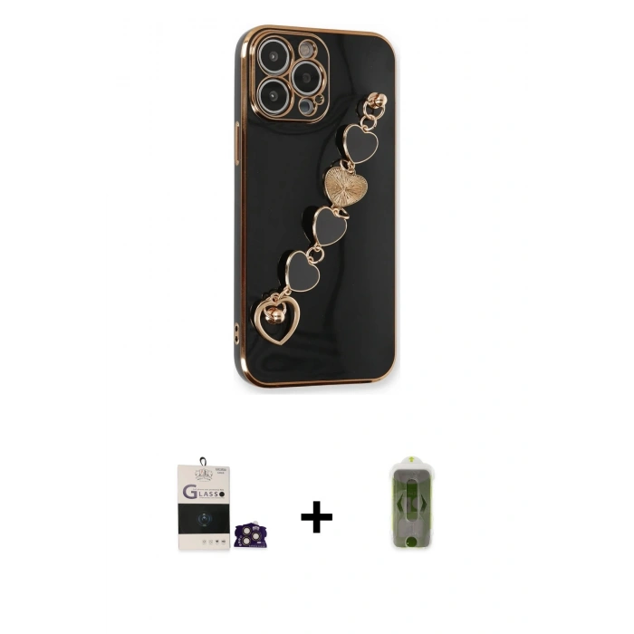 MARSİLYAN™- iPhone 14 Pro Max Kılıf Nova Işık Prime - Siyah Joko Magic 5D Hayalet Cam + Bilvis Titan Kamera Lens - GD