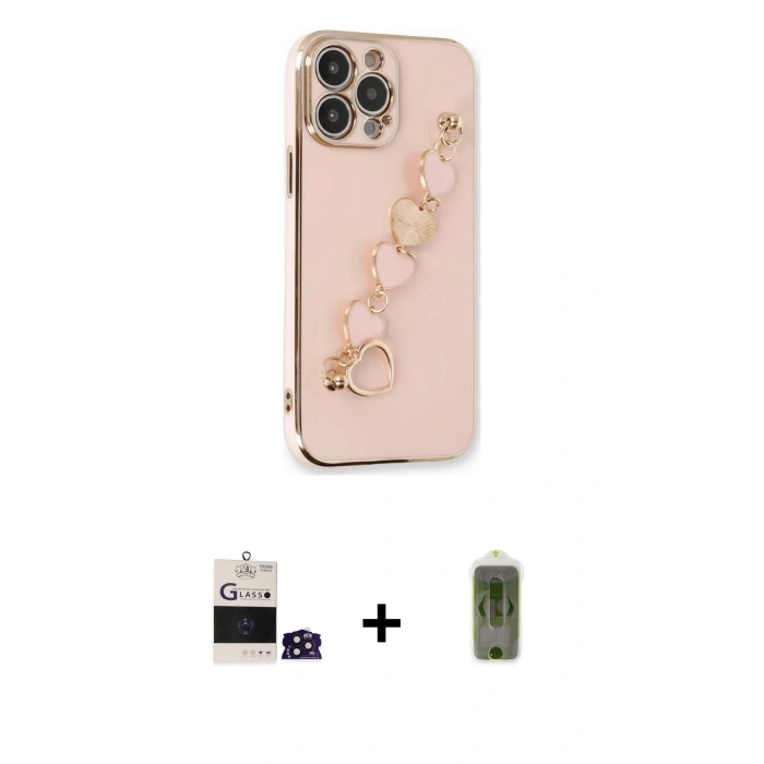 MARSİLYAN™- iPhone 14 Pro Max Kılıf Nova Işık Prime - Siyah Joko Magic 5D Hayalet Cam + Derin Mor Bilvis Titan Kamera Lens
