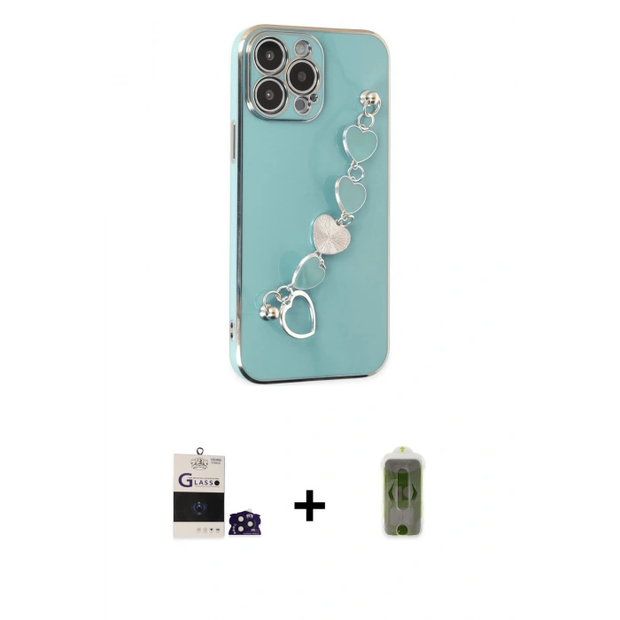 MARSİLYAN™- iPhone 14 Pro Max Kılıf Nova Işık Prime - Siyah Joko Magic 5D Hayalet Cam + Derin Mor Bilvis Titan Kamera Lens
