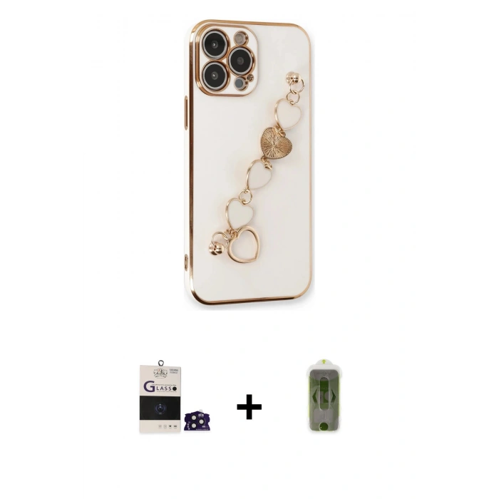 MARSİLYAN™- iPhone 14 Pro Max Kılıf Nova Işık Prime - Siyah Joko Magic 5D Hayalet Cam + Derin Mor Bilvis Titan Kamera Lens