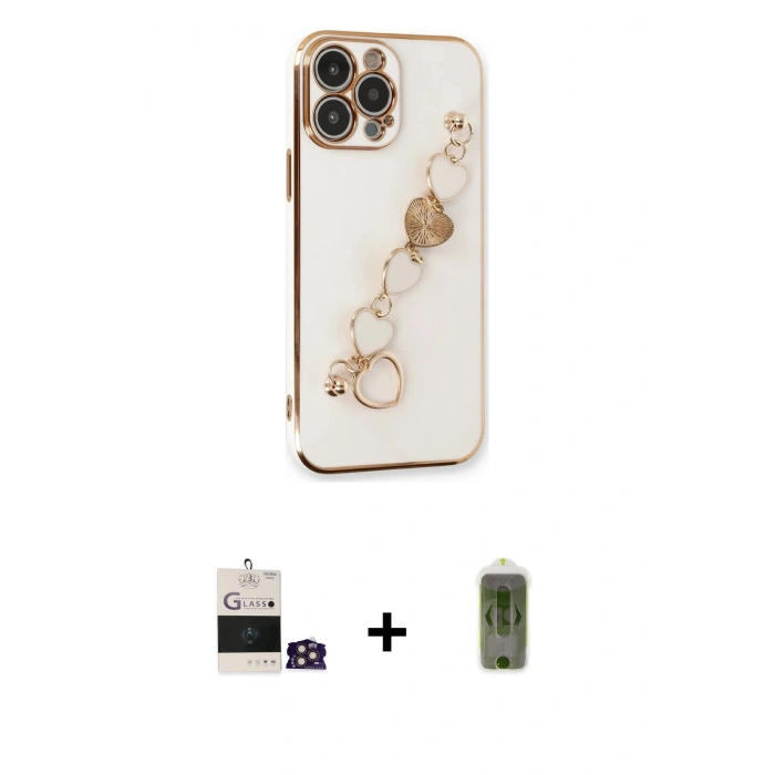 MARSİLYAN™- iPhone 14 Pro Max Kılıf Nova Işık Prime - Siyah Joko Magic 5D Hayalet Cam + Gold Bilvis Titan Kamera Lens