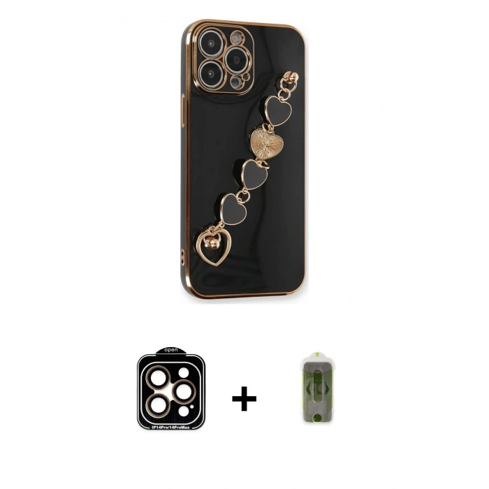 MARSİLYAN™- iPhone 14 Pro Max Kılıf Nova Işık Prime - Siyah Joko Magic 5D Hayalet Cam + PVD Metal Kamera Lens - TU