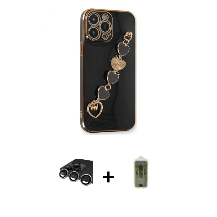 MARSİLYAN™- iPhone 14 Pro Max Kılıf Nova Işık Prime - Siyah Joko Magic 5D Hayalet Cam + Raze Metal Kamera Lens - GS