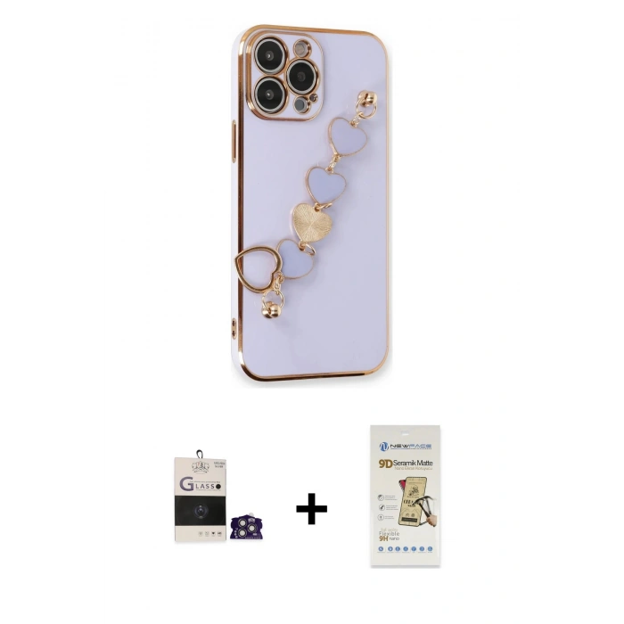MARSİLYAN™- iPhone 14 Pro Max Kılıf Nova Işık Prime - Siyah Mat Seramik Nano Ekran Koruyucu + Bilvis Titan Kamera Lens - GS