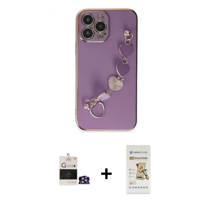 MARSİLYAN™- iPhone 14 Pro Max Kılıf Nova Işık Prime - Siyah Mat Seramik Nano Ekran Koruyucu + Bilvis Titan Kamera Lens - GS