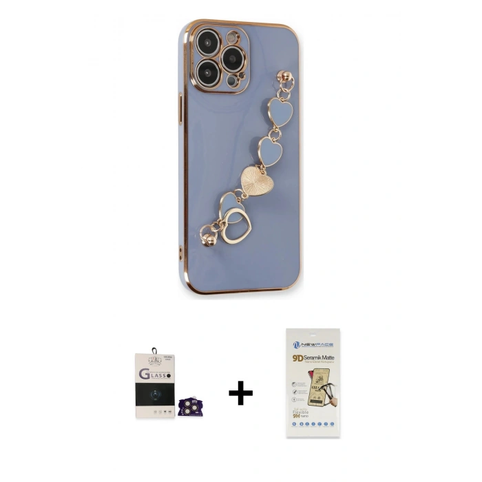 MARSİLYAN™- iPhone 14 Pro Max Kılıf Nova Işık Prime - Siyah Mat Seramik Nano Ekran Koruyucu + Bilvis Titan Kamera Lens - GD