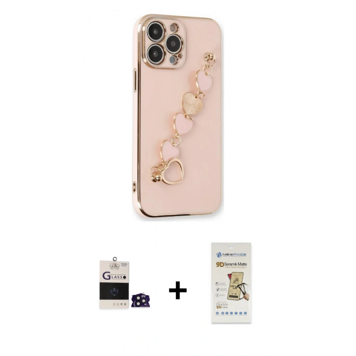 MARSİLYAN™- iPhone 14 Pro Max Kılıf Nova Işık Prime - Siyah Mat Seramik Nano Ekran Koruyucu + Bilvis Titan Kamera Lens - DNMR