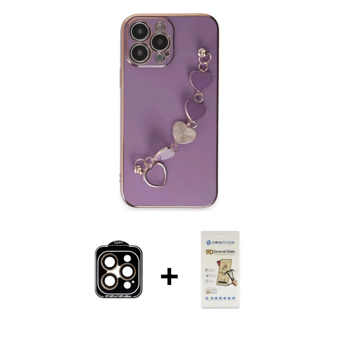 MARSİLYAN™- iPhone 14 Pro Max Kılıf Nova Işık Prime - Siyah Mat Seramik Nano Ekran Koruyucu + PVD Metal Kamera Lens - TU