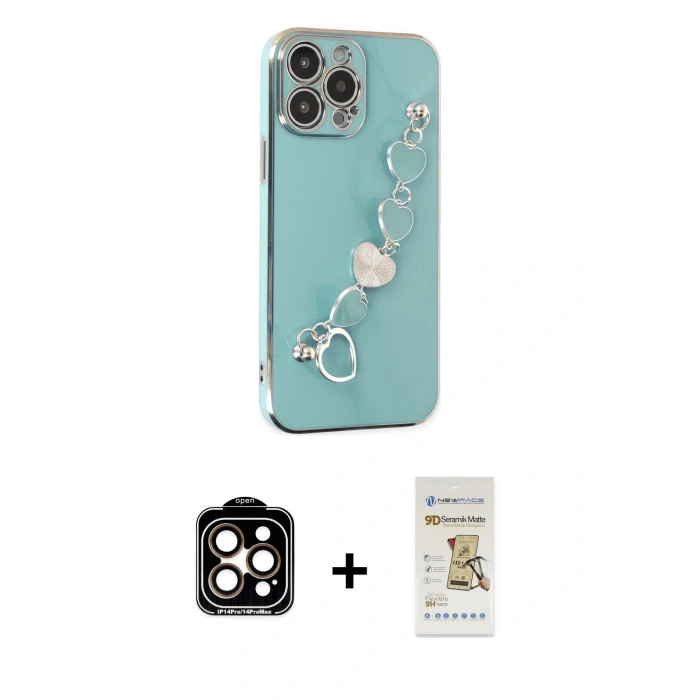 MARSİLYAN™- iPhone 14 Pro Max Kılıf Nova Işık Prime - Siyah Mat Seramik Nano Ekran Koruyucu + PVD Metal Kamera Lens - TU