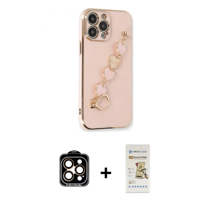 MARSİLYAN™- iPhone 14 Pro Max Kılıf Nova Işık Prime - Siyah Mat Seramik Nano Ekran Koruyucu + PVD Metal Kamera Lens - TU