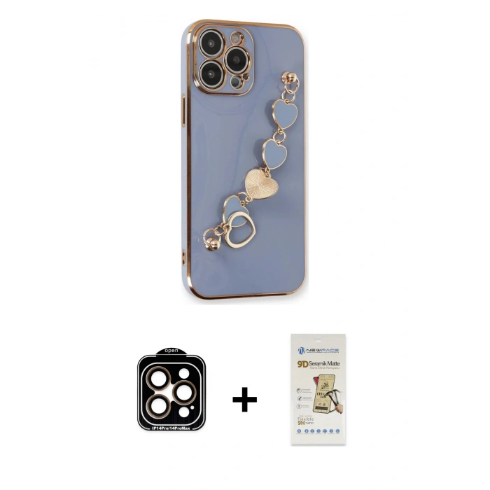 MARSİLYAN™- iPhone 14 Pro Max Kılıf Nova Işık Prime - Siyah Mat Seramik Nano Ekran Koruyucu + PVD Metal Kamera Lens - TU