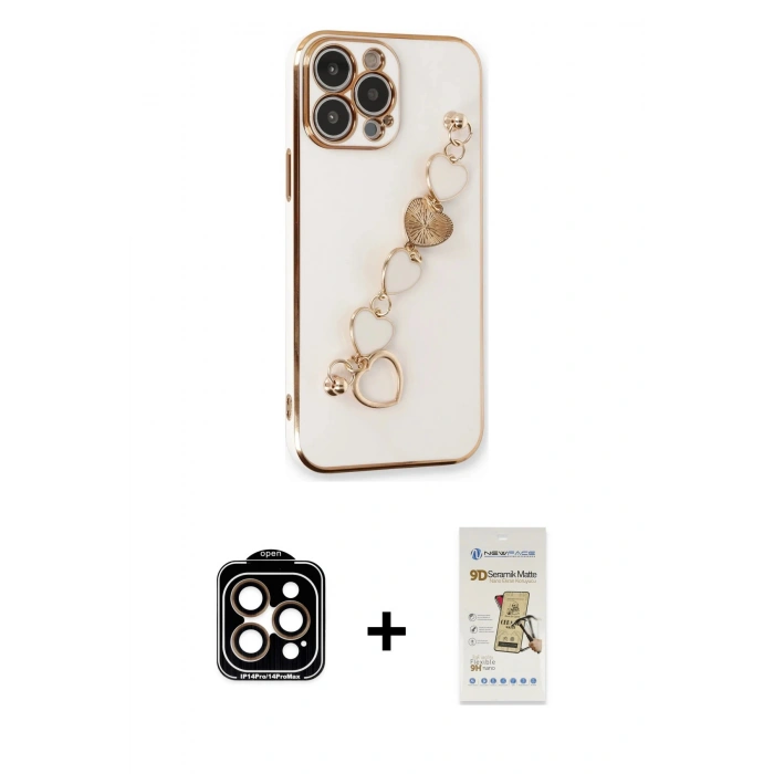 MARSİLYAN™- iPhone 14 Pro Max Kılıf Nova Işık Prime - Siyah Mat Seramik Nano Ekran Koruyucu + PVD Metal Kamera Lens - TU