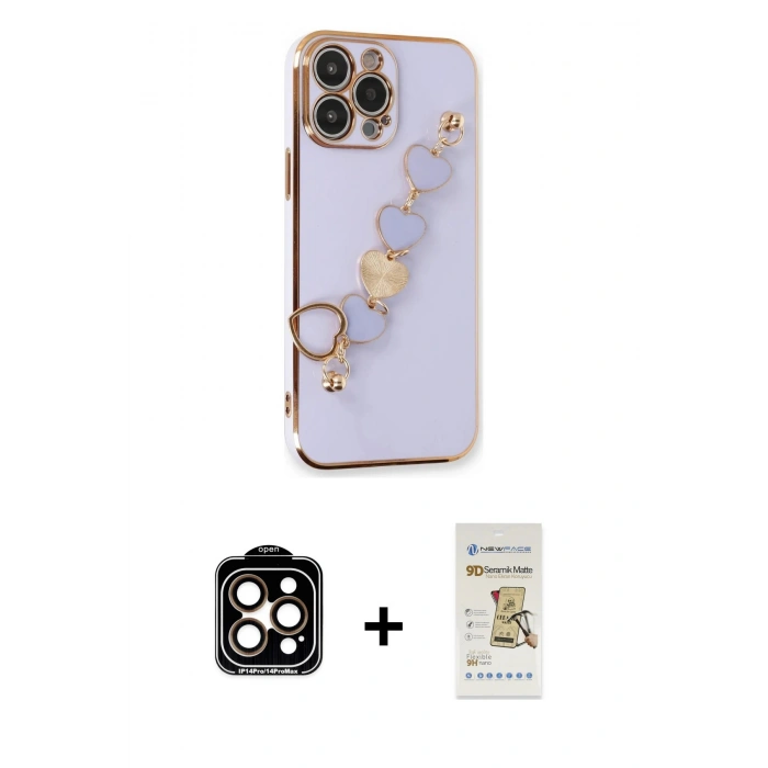 MARSİLYAN™- iPhone 14 Pro Max Kılıf Nova Işık Prime - Siyah Mat Seramik Nano Ekran Koruyucu + PVD Metal Kamera Lens - TU