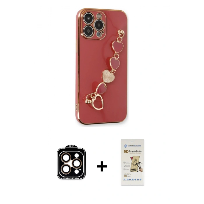 MARSİLYAN™- iPhone 14 Pro Max Kılıf Nova Işık Prime - Siyah Mat Seramik Nano Ekran Koruyucu + PVD Metal Kamera Lens - TU