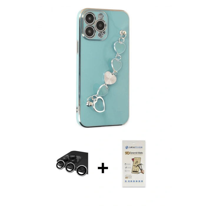 MARSİLYAN™- iPhone 14 Pro Max Kılıf Nova Işık Prime - Siyah Mat Seramik Nano Ekran Koruyucu + Raze Metal Kamera Lens - GS