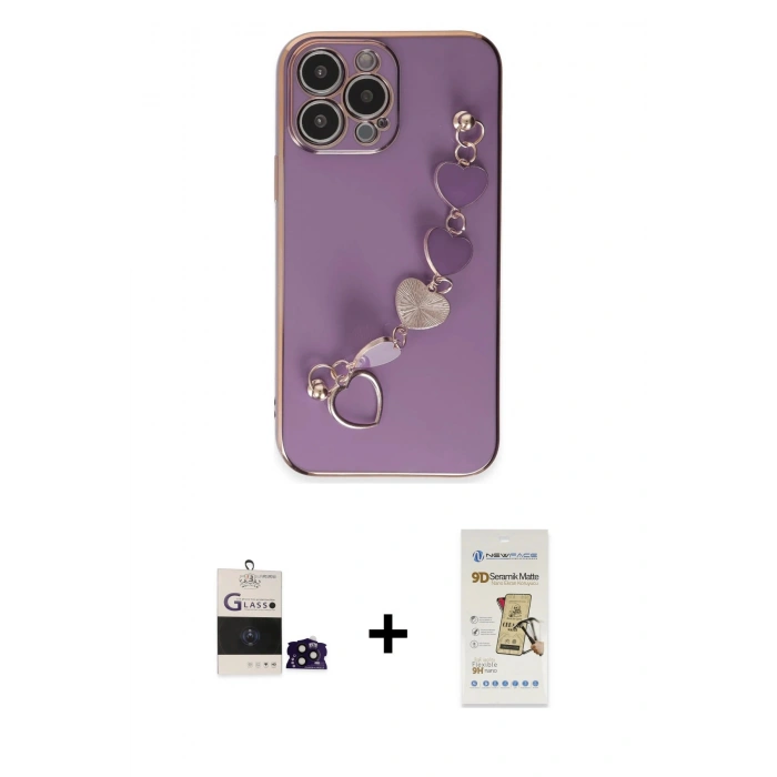 MARSİLYAN™- iPhone 14 Pro Max Kılıf Nova Işık Prime - Siyah Mat Seramik Nano Ekran Koruyucu + Siyah Bilvis Titan Kamera Lens