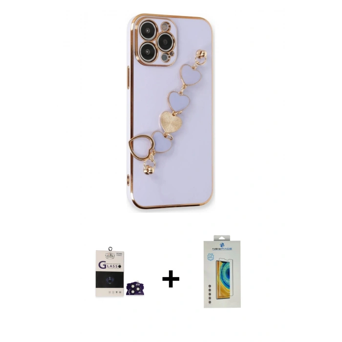 MARSİLYAN™- iPhone 14 Pro Max Kılıf Nova Işık Prime - Siyah Polymer Nano Ekran Koruyucu + Bilvis Titan Kamera Lens - DNMR