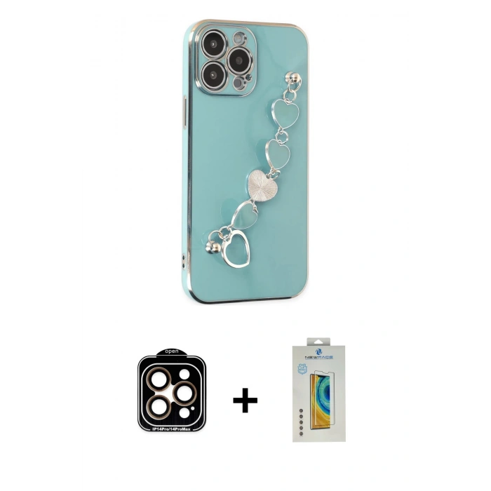 MARSİLYAN™- iPhone 14 Pro Max Kılıf Nova Işık Prime - Siyah Polymer Nano Ekran Koruyucu + PVD Metal Kamera Lens - TU