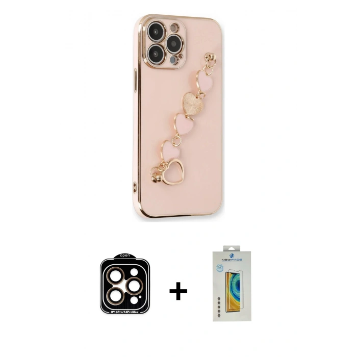 MARSİLYAN™- iPhone 14 Pro Max Kılıf Nova Işık Prime - Siyah Polymer Nano Ekran Koruyucu + PVD Metal Kamera Lens - TU