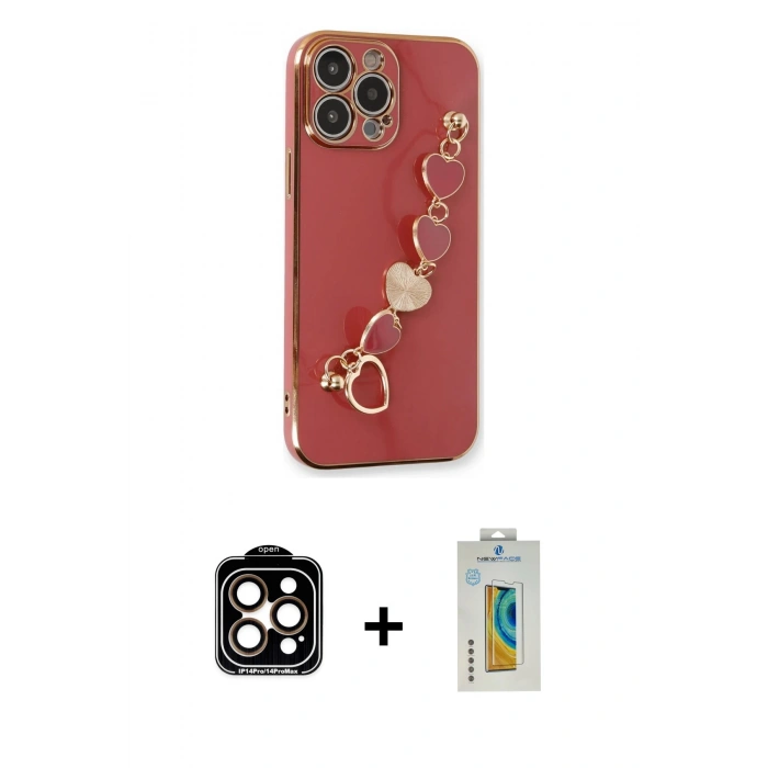 MARSİLYAN™- iPhone 14 Pro Max Kılıf Nova Işık Prime - Siyah Polymer Nano Ekran Koruyucu + PVD Metal Kamera Lens - TU