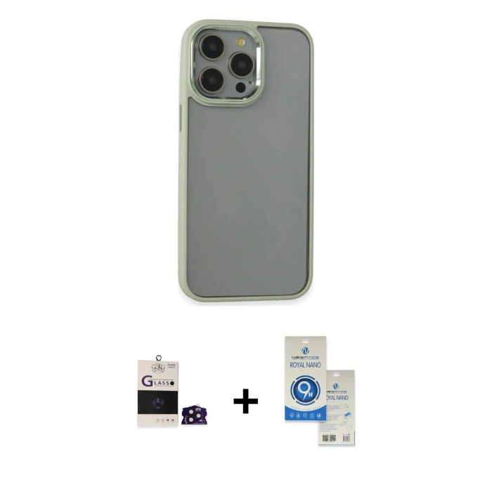 MARSİLYAN™- iPhone 14 Pro Max Kılıf Nova Işık Serisi - Şeffaf Royal Nano Ekran Koruyucu + Bilvis Titan Kamera Lens - DNMR