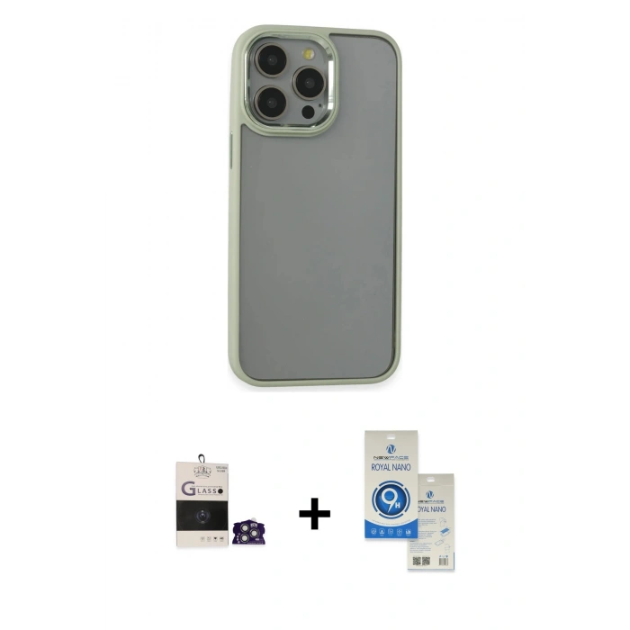 MARSİLYAN™- iPhone 14 Pro Max Kılıf Nova Işık Serisi - Şeffaf Royal Nano Ekran Koruyucu + Bilvis Titan Kamera Lens - GS