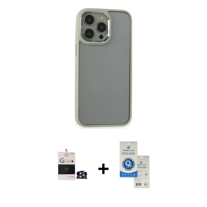 MARSİLYAN™- iPhone 14 Pro Max Kılıf Nova Işık Serisi - Şeffaf Royal Nano Ekran Koruyucu + Bilvis Titan Kamera Lens - GD