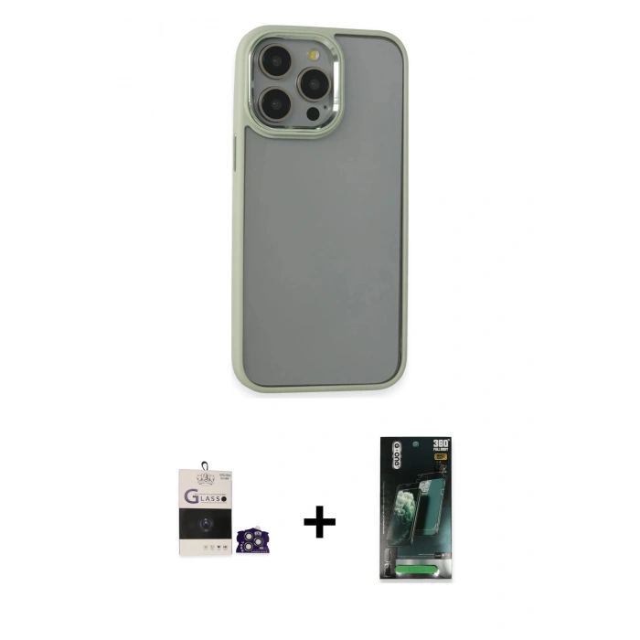 MARSİLYAN™- iPhone 14 Pro Max Kılıf Nova Işık Serisi - Siyah 360 Mat Full Body Arka Koruyucu + Bilvis Titan Kamera Lens - GS