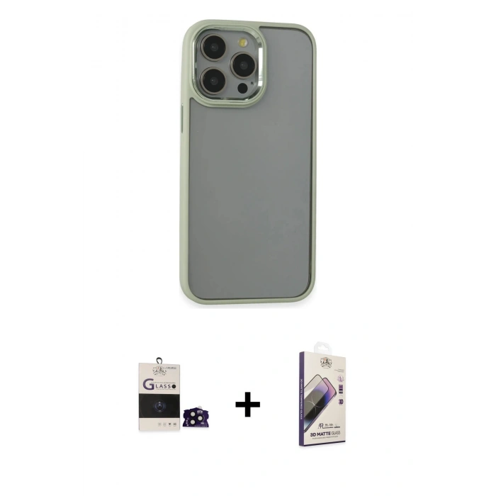 MARSİLYAN™- iPhone 14 Pro Max Kılıf Nova Işık Serisi - Siyah Bilvis 3D Mat Cam Ekran Koruyucu + Siyah Bilvis Titan Kamera Lens