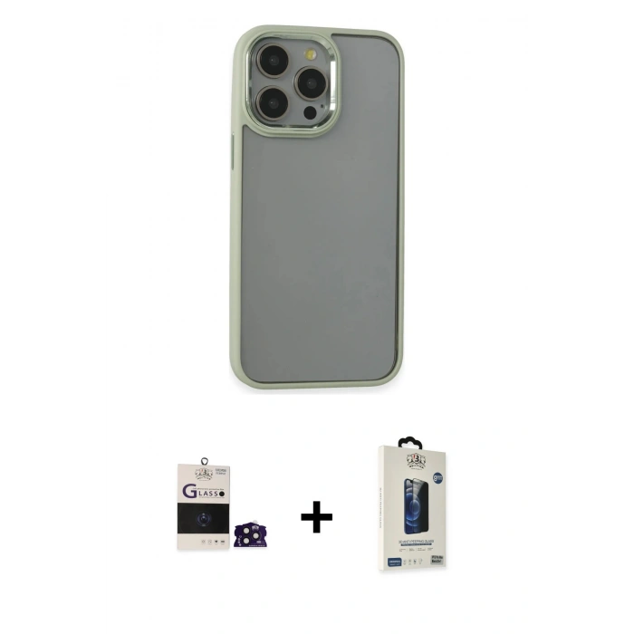 MARSİLYAN™- iPhone 14 Pro Max Kılıf Nova Işık Serisi - Siyah Bilvis Hayalet Cam Ekran Koruyucu + Bilvis Titan Kamera Lens - DNMR