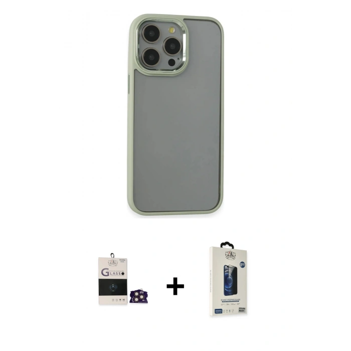 MARSİLYAN™- iPhone 14 Pro Max Kılıf Nova Işık Serisi - Siyah Bilvis Hayalet Cam Ekran Koruyucu + Bilvis Titan Kamera Lens - GD