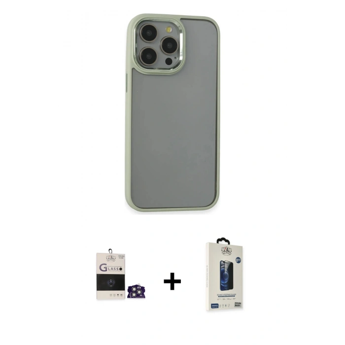 MARSİLYAN™- iPhone 14 Pro Max Kılıf Nova Işık Serisi - Siyah Bilvis Hayalet Cam Ekran Koruyucu + Bilvis Titan Kamera Lens - GS