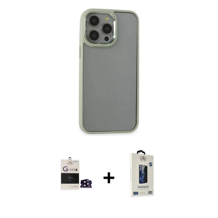 MARSİLYAN™- iPhone 14 Pro Max Kılıf Nova Işık Serisi - Siyah Bilvis Hayalet Cam Ekran Koruyucu + Bilvis Titan Kamera Lens - SH