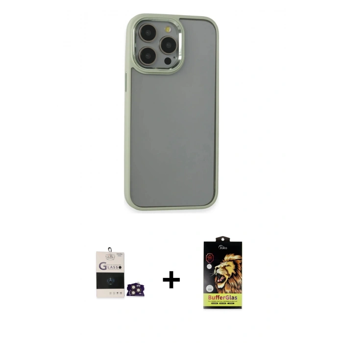 MARSİLYAN™- iPhone 14 Pro Max Kılıf Nova Işık Serisi - Siyah Buffer Cam Ekran Koruyucu + Bilvis Titan Kamera Lens - GD