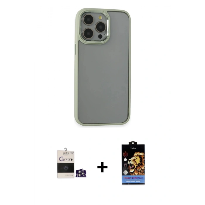 MARSİLYAN™- iPhone 14 Pro Max Kılıf Nova Işık Serisi - Siyah Buffer Hayalet Cam Ekran Koruyucu + Bilvis Titan Kamera Lens - GS