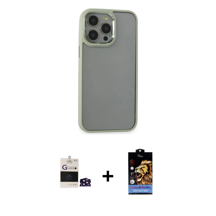 MARSİLYAN™- iPhone 14 Pro Max Kılıf Nova Işık Serisi - Siyah Buffer Hayalet Cam Ekran Koruyucu + Bilvis Titan Kamera Lens - DNMR