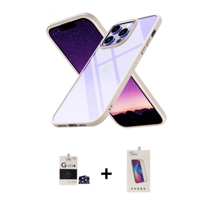 MARSİLYAN™- iPhone 14 Pro Max Kılıf Nova Işık Serisi - Siyah Joko 5D Cam + Bilvis Titan Kamera Lens - DNMR