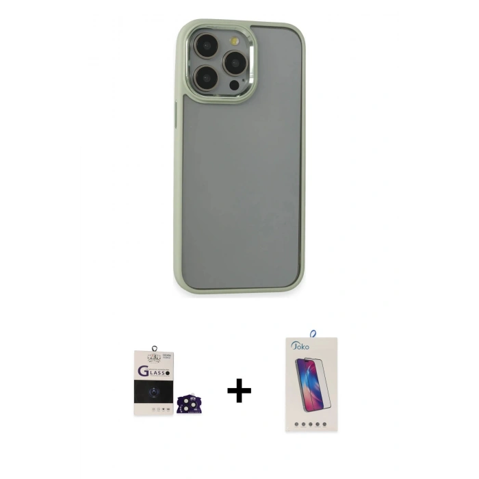 MARSİLYAN™- iPhone 14 Pro Max Kılıf Nova Işık Serisi - Siyah Joko 5D Cam + Bilvis Titan Kamera Lens - DNMR
