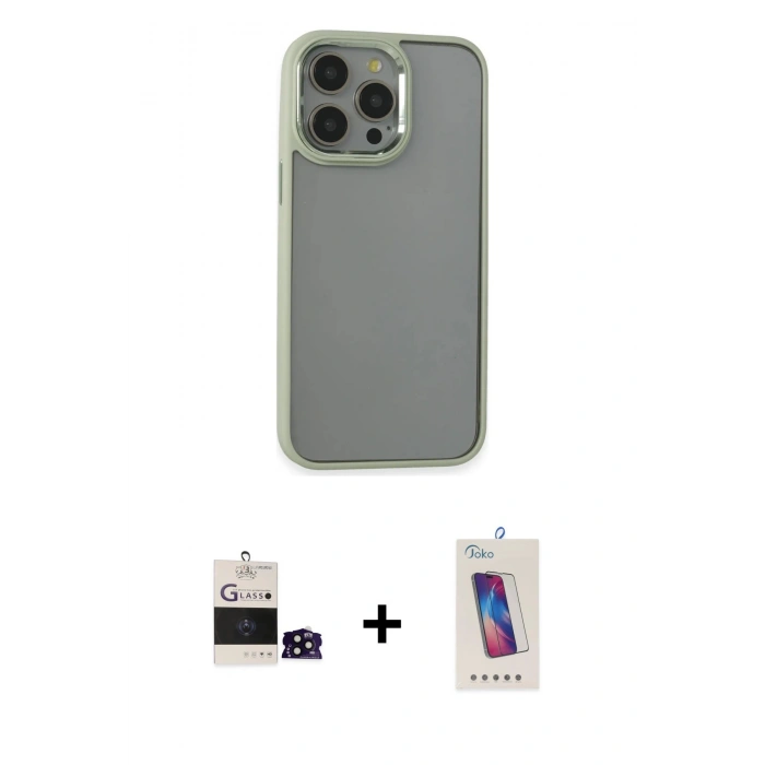 MARSİLYAN™- iPhone 14 Pro Max Kılıf Nova Işık Serisi - Siyah Joko 5D Cam + Siyah Bilvis Titan Kamera Lens