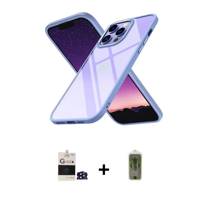 MARSİLYAN™- iPhone 14 Pro Max Kılıf Nova Işık Serisi - Siyah Joko Magic 5D Hayalet Cam + Bilvis Titan Kamera Lens - DNMR