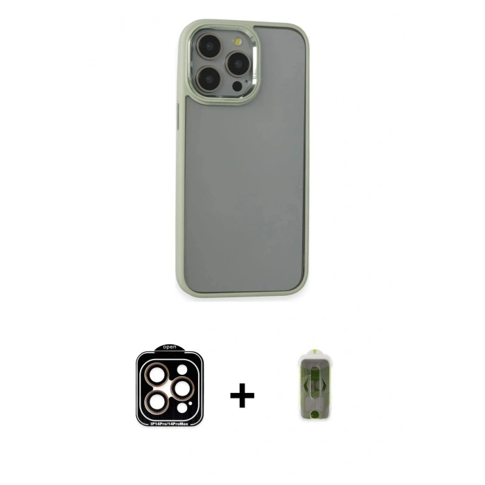 MARSİLYAN™- iPhone 14 Pro Max Kılıf Nova Işık Serisi - Siyah Joko Magic 5D Hayalet Cam + PVD Metal Kamera Lens - TU