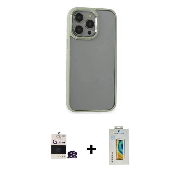 MARSİLYAN™- iPhone 14 Pro Max Kılıf Nova Işık Serisi - Siyah Polymer Nano Ekran Koruyucu + Bilvis Titan Kamera Lens - DNMR